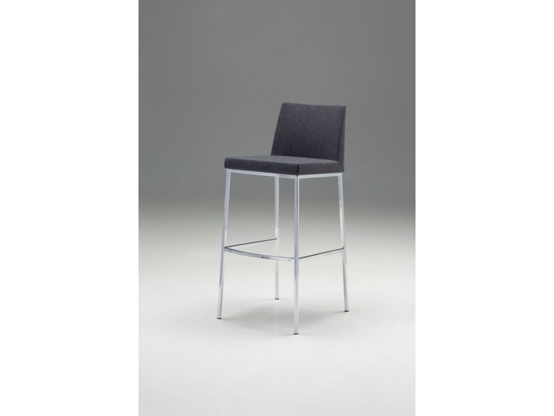 Weston Bar Stool Dark Grey Cashmere with Chrome Frame Set of 2