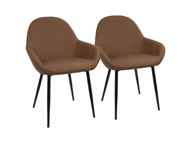 LumiSource Clubhouse Dining Chair - Set of 2 - BROWN