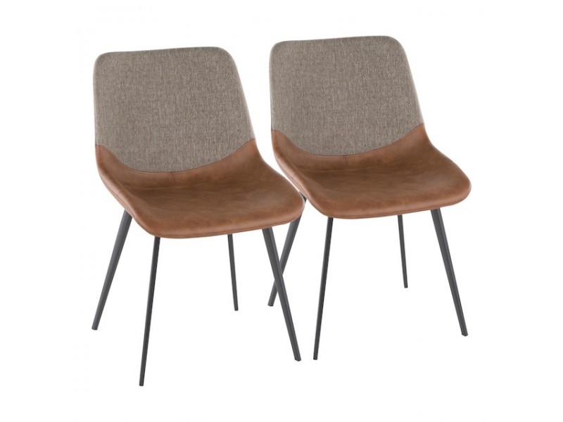 LumiSource Outlaw Two-Tone Chair - Set of 2 - BROWN 