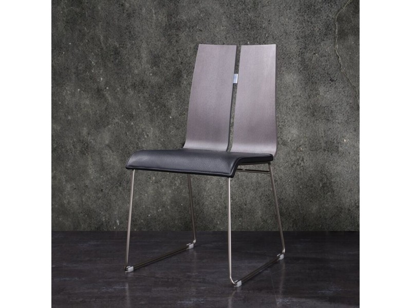 Lauren Dining Chair. Grey & Black Faux Leather