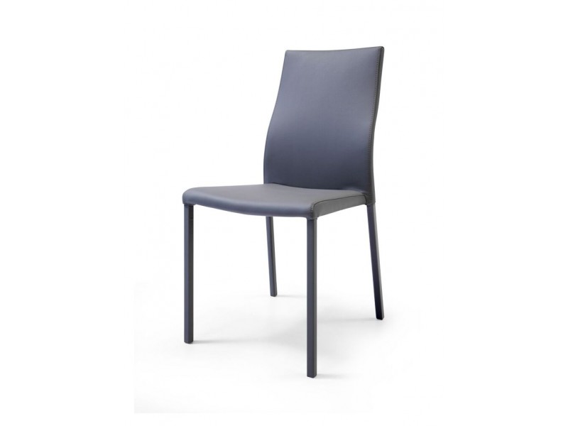 Ellie Dining Chair Gray Faux Leather Stackable