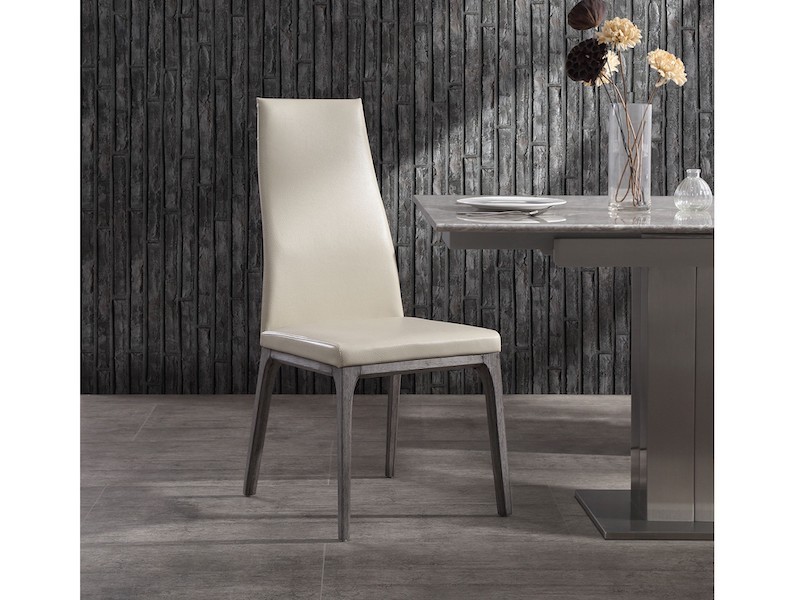 Whiteline Modern Living Ricky Dining Chair - Grey Oak / Taupe