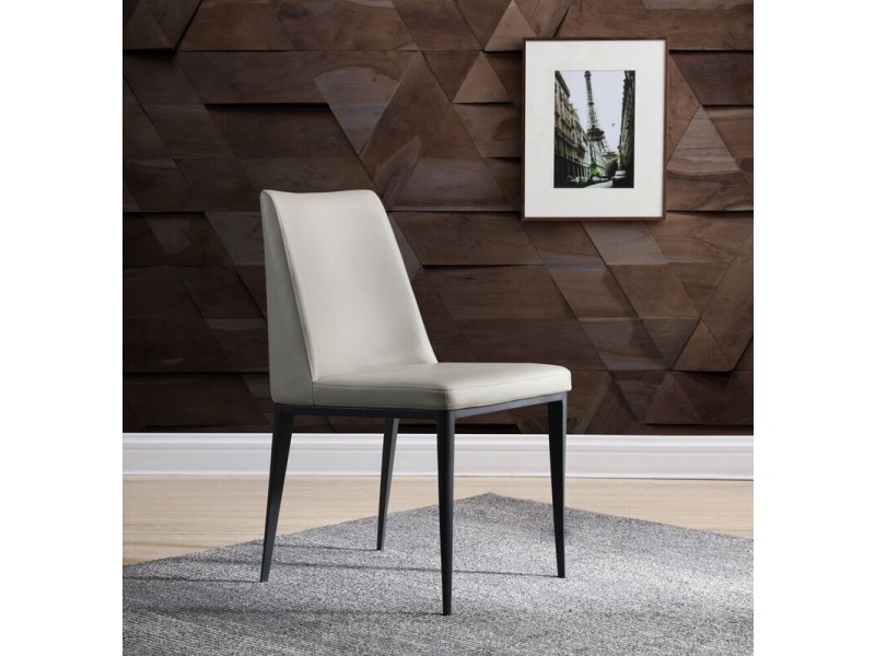 Carrie Dining Chair In Light Grey Faux Leather