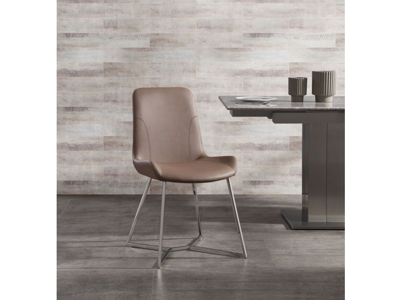 Aileen Dining Chair Taupe Faux Leather Dining Chair