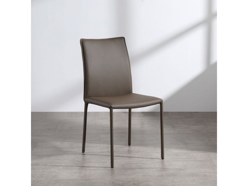 Candance Dining Chair In Taupe Leather