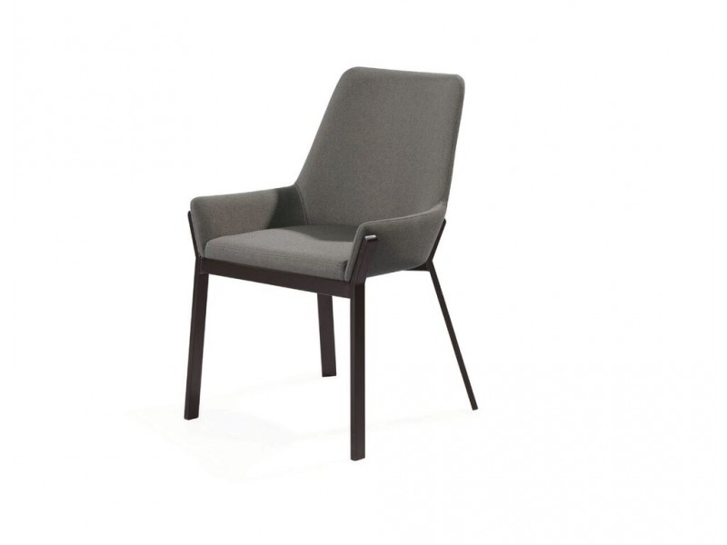 Benson Dining Chair Dark Grey Fabric with Black Powder Coated Metal Frame Set of 2  - Front Angle