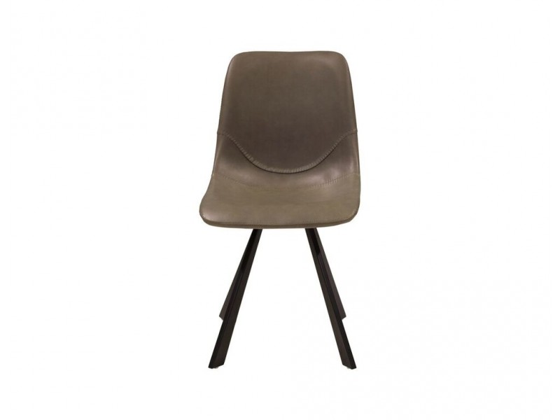 Bernside Dining Chair Grey Vintage Leatherette with Black Powder Coated Metal Set of 2 - Front