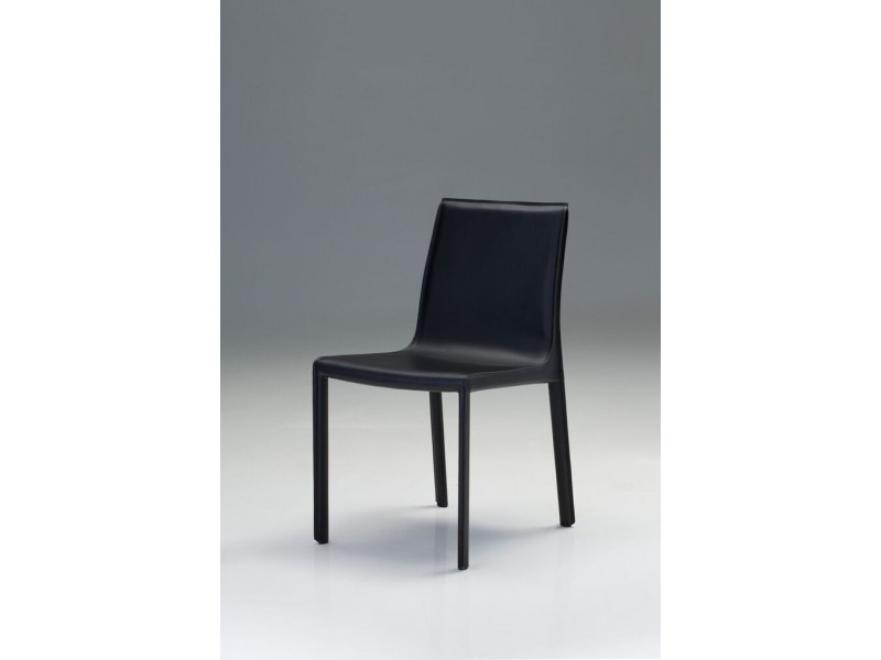 Fleur Dining Chair Black In Full Leather Wrap