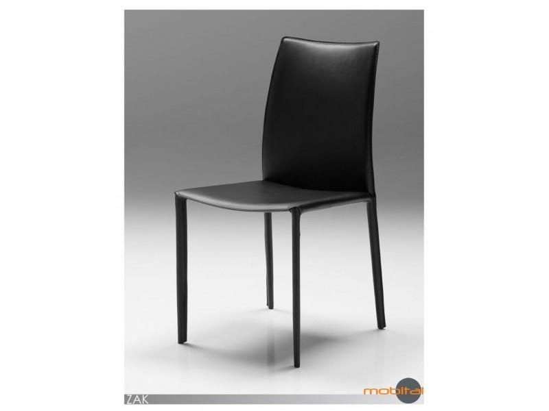 Zak Dining Chair Black Full Leather Wrap