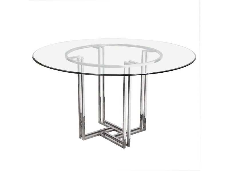 Diamond Sofa DEKO Polished Stainless Steel Round Dining Table