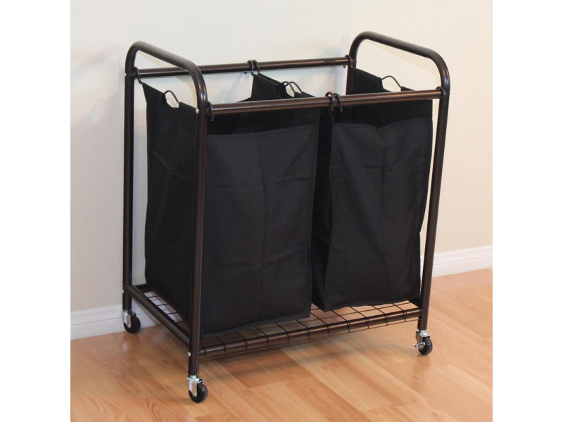 Oceanstar 2-Bag Rolling Laundry Sorter - Bronze - Lifestyle