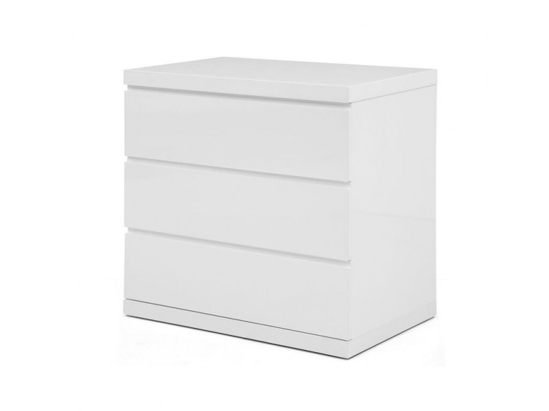 Anna Dresser Single High Gloss White Full Extension Drawers - Angled