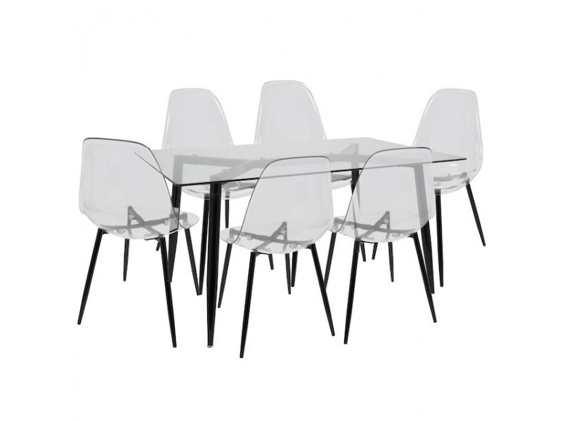 LumiSource Clara Dining Set - Black - Perspective