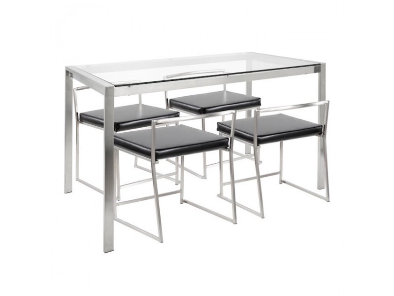 LumiSource Fuji Dining Set - Black - Perspective