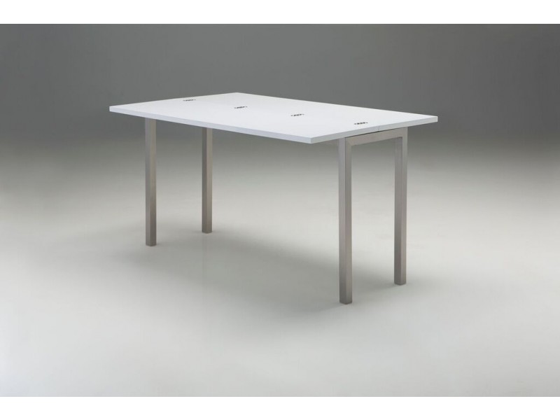 Dining Alure Dining Table High Gloss White with Brushed Stainless Steel