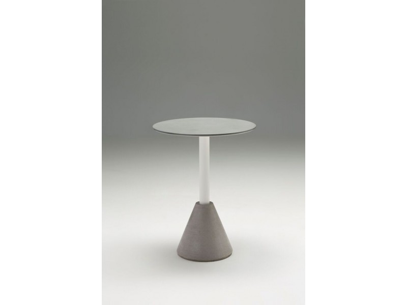 Cayo Dining Table Grey Concrete Texture with White Galvanized Powder Coated Steel