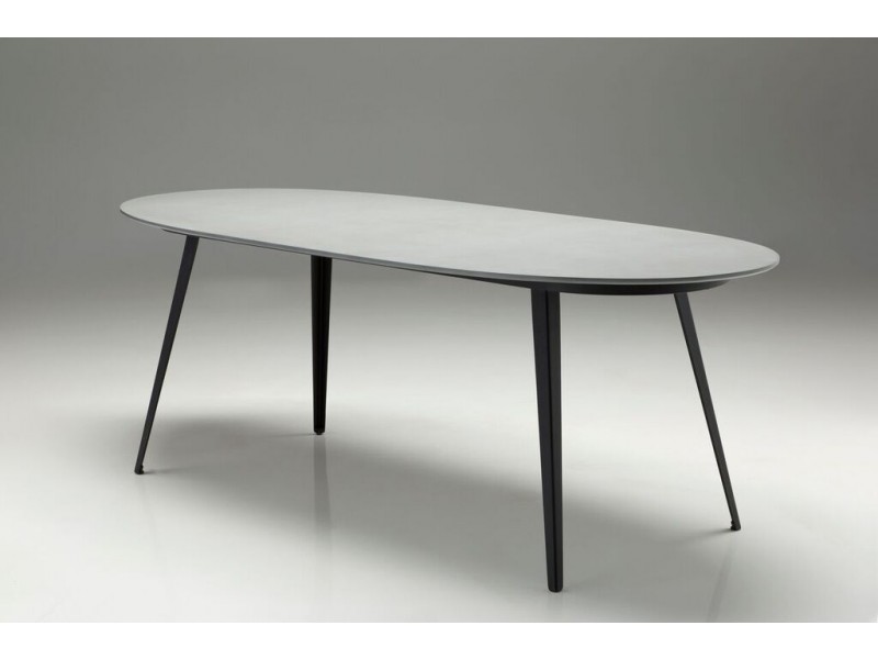 Tulum Dining Table Grey Epoxy with Black Powder Coated Steel - Lifestyle - Studio Shoot
