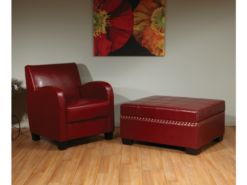 Detour Storage Ottoman - Crimson Red