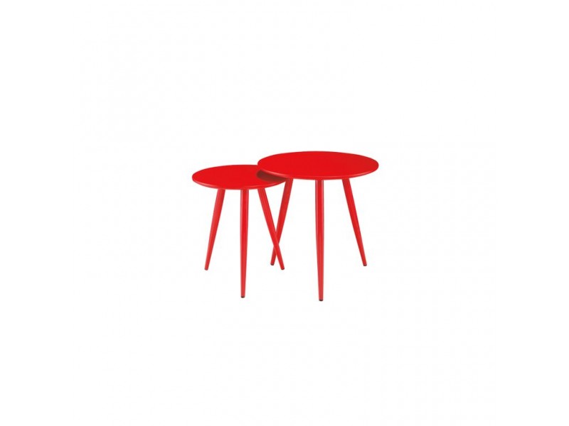 Diamond Sofa DUO 2PC Nesting Tables in High Gloss Red Tops & Legs 