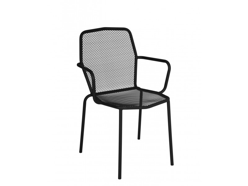 Avalon Stacking Armchair - E-coated, Powder Coated Micro-Mesh Steel - Black