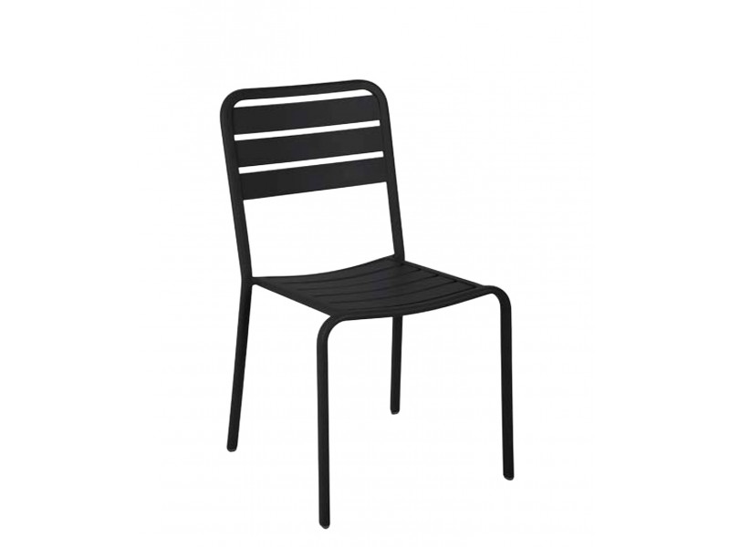 Vista Stacking Side Chair Powdered Coated Aluminum - Black/Earth