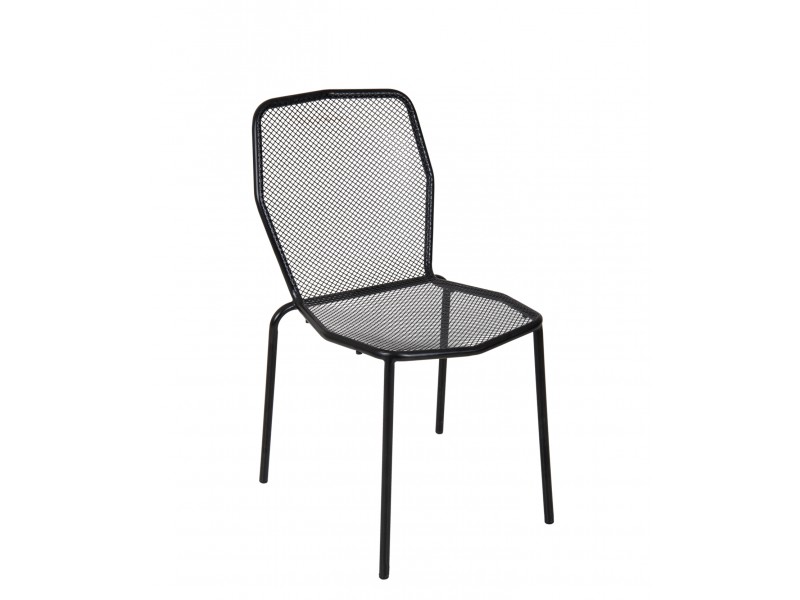 Avalon Stacking Side Chair - E-coated, Powder Coated Micro-Mesh Steel - Black