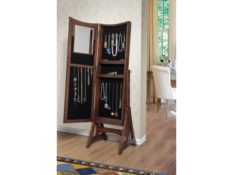 Bianca Jewelry Armoire Cheval Mirror - Open