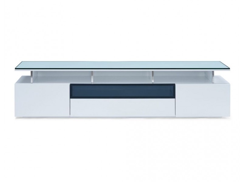 Taylor TV Unit High Gloss White With Gray Glass - Front
