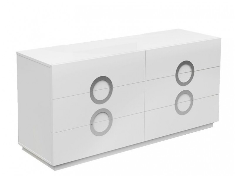 Eddy Dresser Double High Gloss White - Angled View