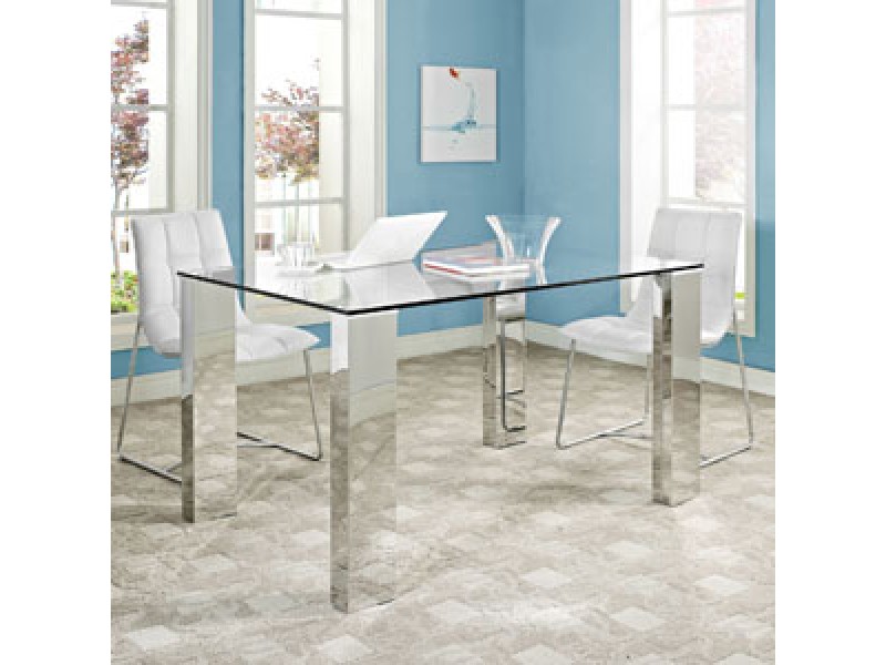 Modway Staunch Dining Table in Silver Clear