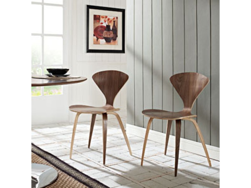 Modway Vortex Dining Chairs Set of 2 in Dark Walnut