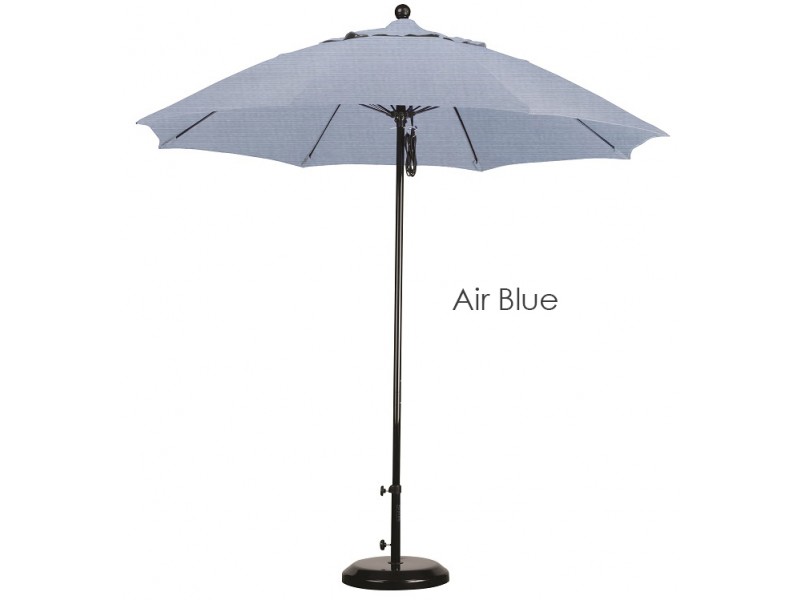 California Umbrella 9' Fiberglass Market Umbrella Pulley Open Black - Subrella