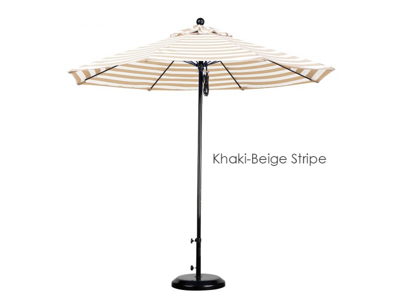 California Umbrella 9' Fiberglass Market Umbrella Pulley Open Black - Olefin