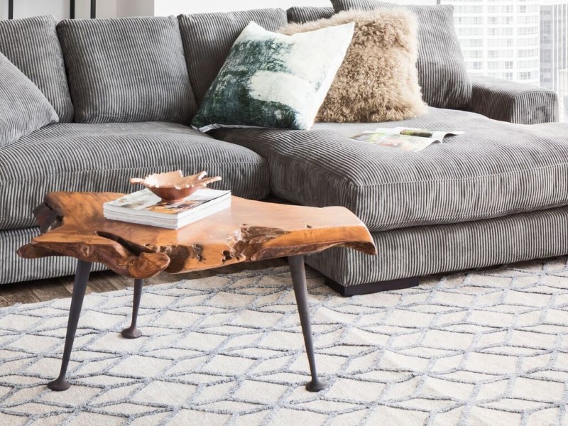 Natural Teak Coffee Table W/ Cast Iron Legs