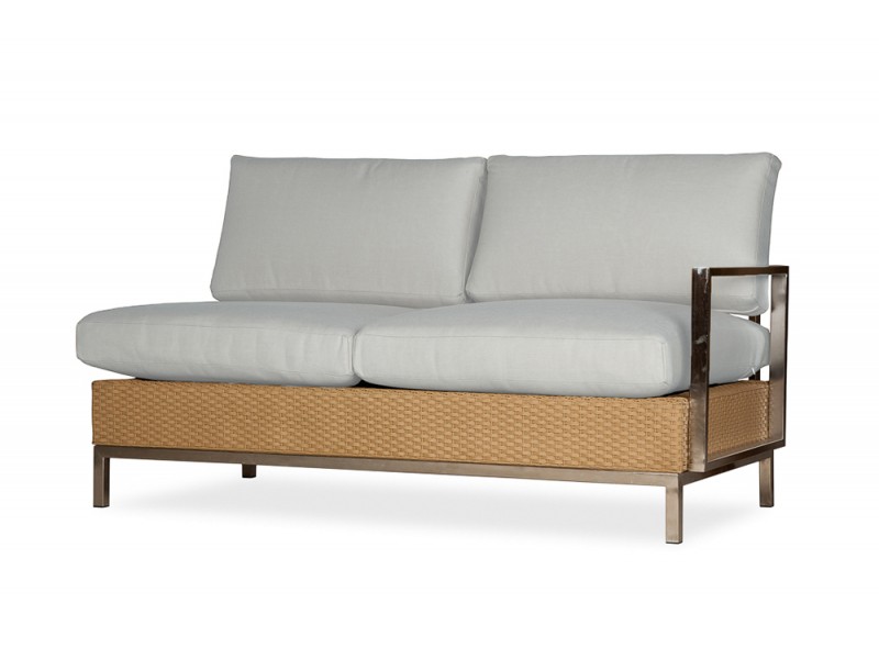 Elements Left Arm Settee With Stainless Arm and Back 