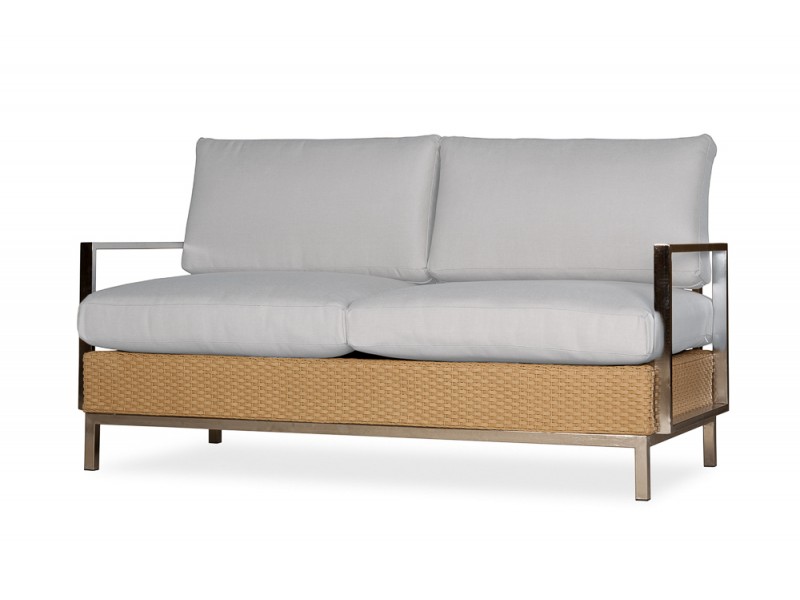 Elements Settee With Stainless Steel Arms And Back - Angled