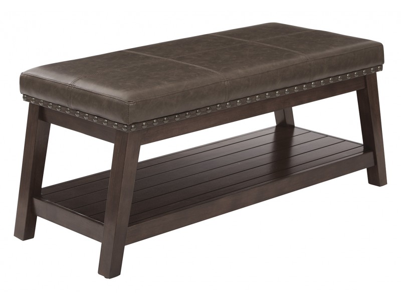 mery Entry Bench with Mocha Rustic Bonded Leather