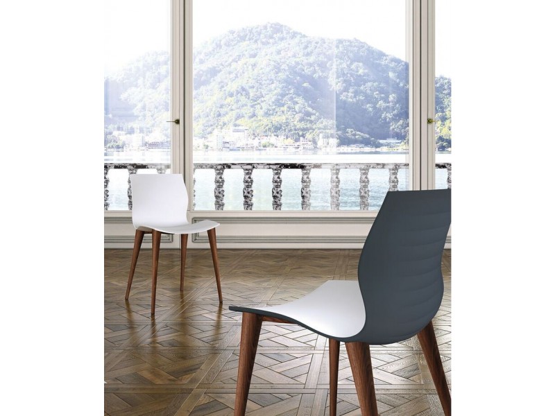 Evalyn Chair With All White Seat In Walnut - Lifestyle
