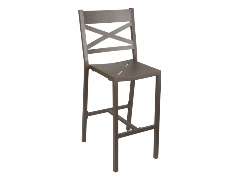 Fresco - Cross Back Barstool - Powder Coated Aluminum - Bronze