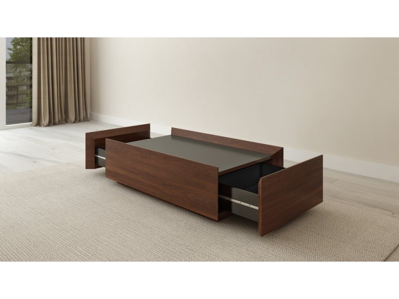 Furnitech 2 Drawer Contemporary Walnut Coffee Table