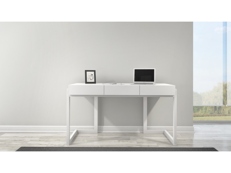 Furnitech Contemporary Writing Desk in Textured Matte White