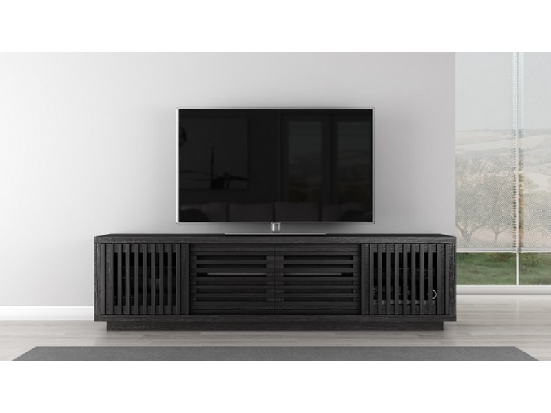 Furnitech 82" Contemporary Rustic TV Stand Media Console in Ebony American White Oak