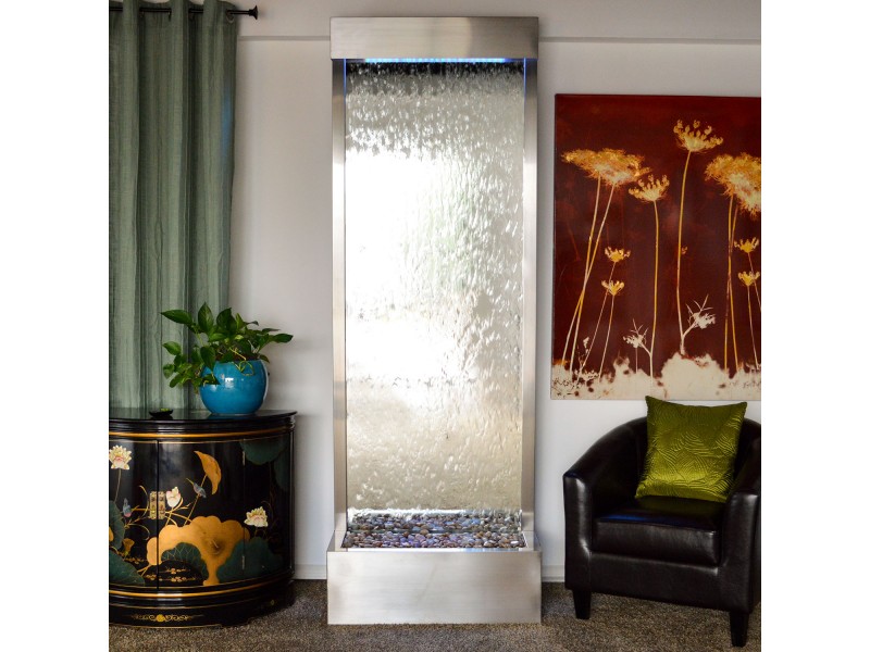 Towering 8' Stainless Steel Gardenfall with Silver Mirror - Front