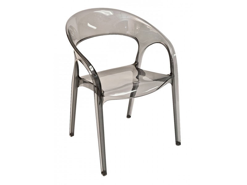 Polypropylene Shell With Aluminum Legs Side Chair - GOSSIP - Smoke Gray