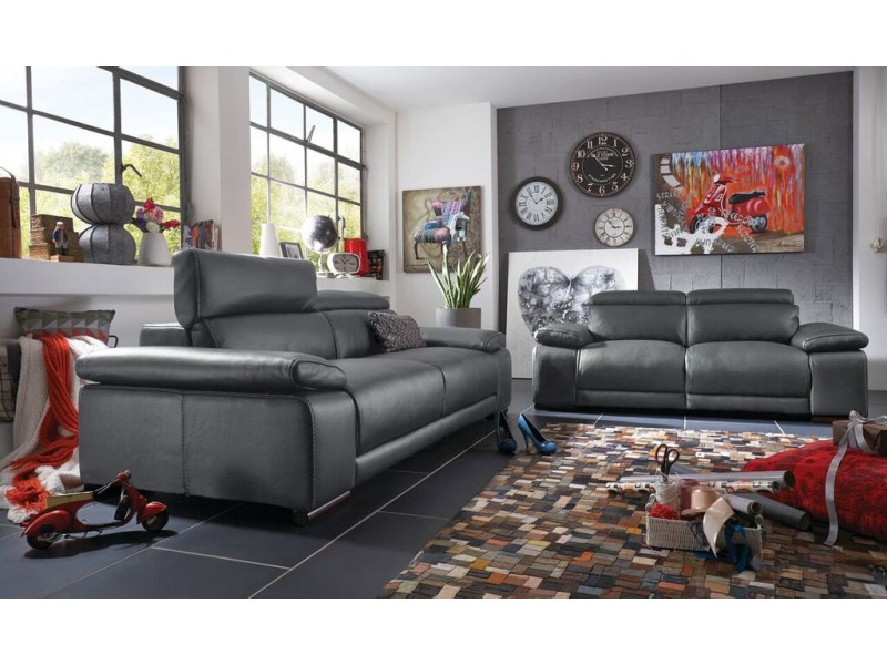 Grace Electric Motion Loveseat With Manual Adjustable Neck Rest Cushions In Dark Grey - Lifestyle