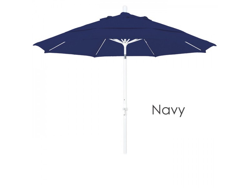 California Umbrella 11' Fiberglass Market Umbrella Collar Tilt DV Matted White - Sunbrella