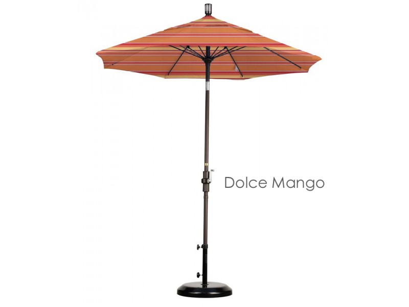 California Umbrella 7.5' Fiberglass Market Umbrella Collar Tilt - Bronze - Sunbrella