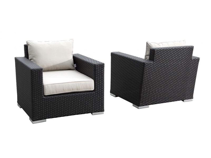 Solana Wicker Club Chair With Cushions - Front and Back
