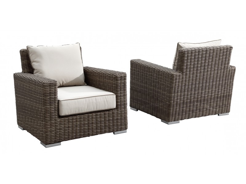 Coronado Wicker Club Chair With Cushions - Front and Back