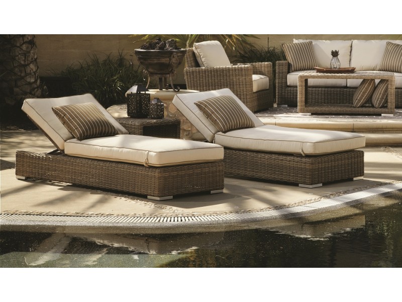 Coronado Wicker Adjustable Chaise With Cushions - Lifestyle